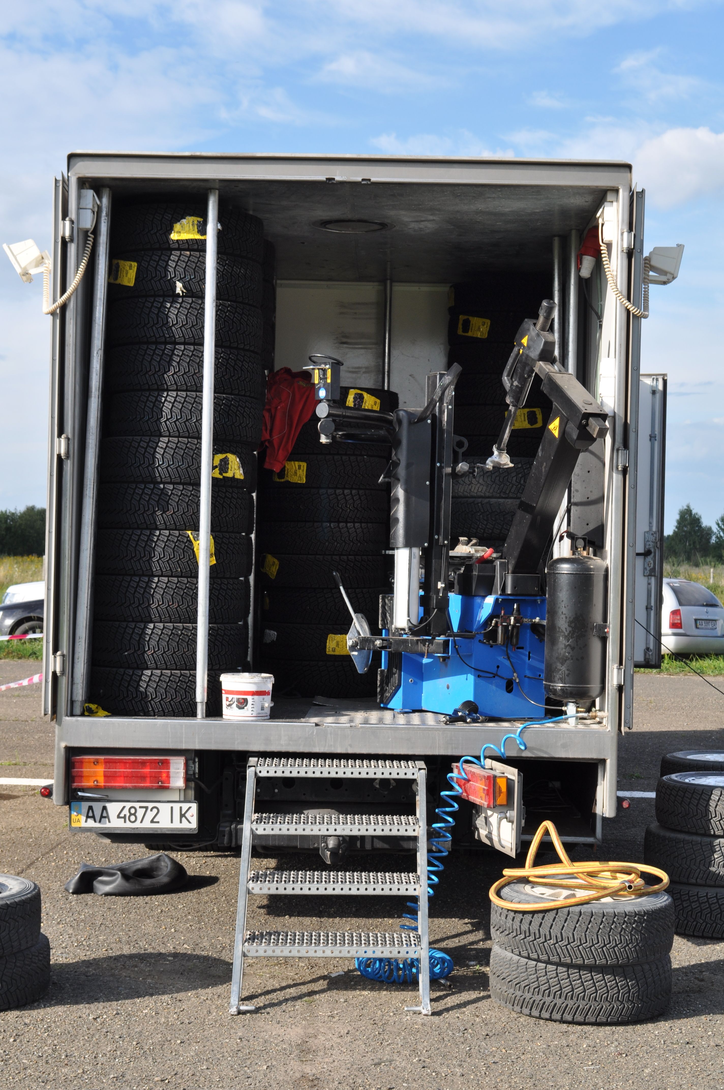 Professional tow truck fleet ready for service